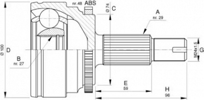 OPEN PARTS cvj573810 -  Шарнирный комплект, приводной вал